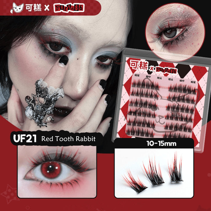 Gaoashes X freya86 Red & Black Gradient False Eyelashes UF21 Red Tooth Rabbit T4164