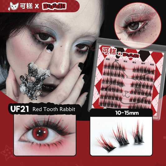 Gaoashes X freya86 Red & Black Gradient False Eyelashes UF21 Red Tooth Rabbit T4164