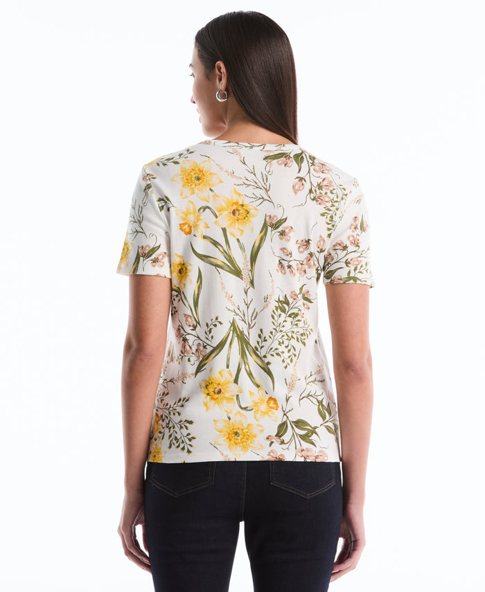 Garden Print Lace-Up Top (Star White)