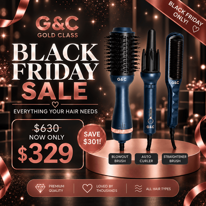 G&C Ultimate Styling Bundle - Auto Curler + Blowout Brush + Straightener Brush – professional hair tool by Gold Class G&C