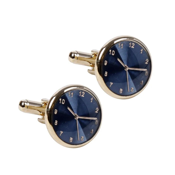 Gold and Navy Clock Cufflinks