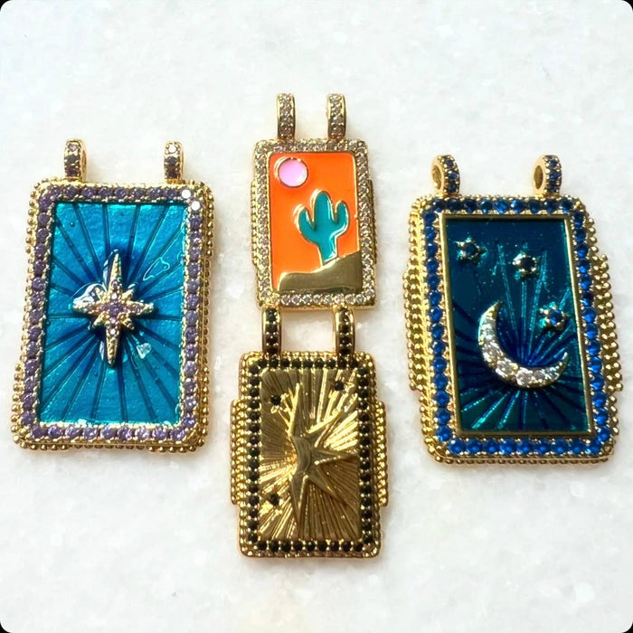 Chasing Cherubs graffiti necklace featuring colorful graffiti-inspired pendant on a chain, stylish jewelry accessory for casual wear