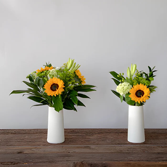 Green Flowers and Sunflowers Bridal Centerpieces