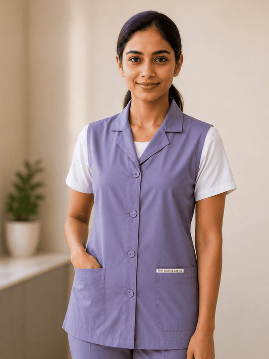 GREY SLEEVELESS NURSE COAT