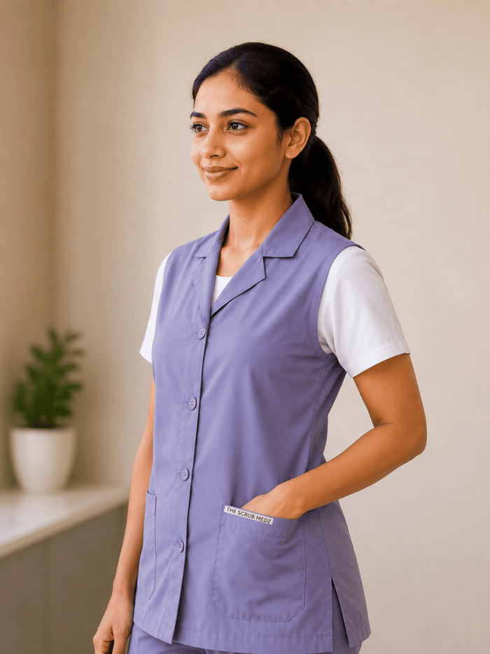 GREY SLEEVELESS NURSE COAT