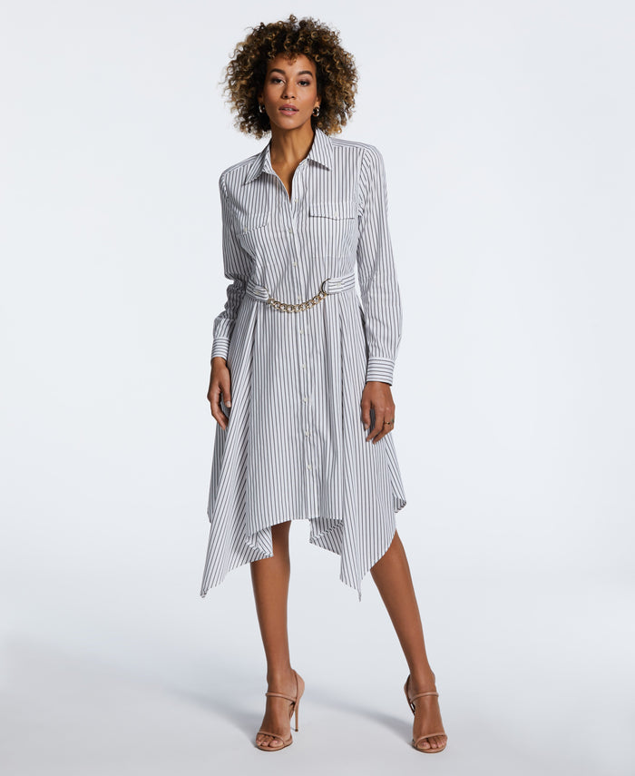 Handkerchief Dress with Chain Belt (Black)
