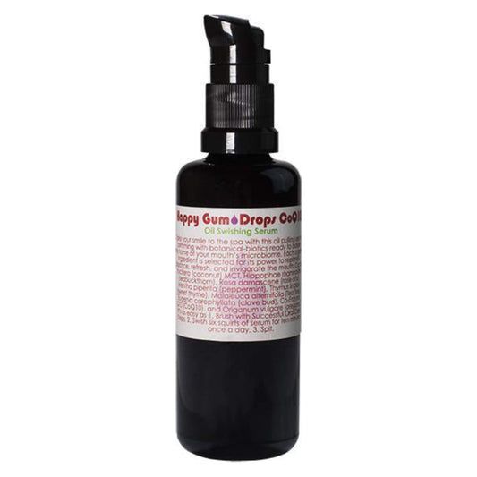 Pump Bottle of Living Libations Happy Gum Drops Oil Swishing Serum 50ml