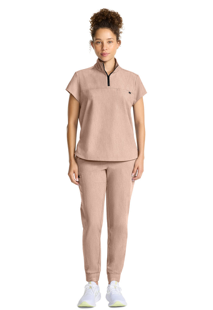 Healing Hands Quest Bella Partial Zip Stand Collar Tuck In Scrub Top
