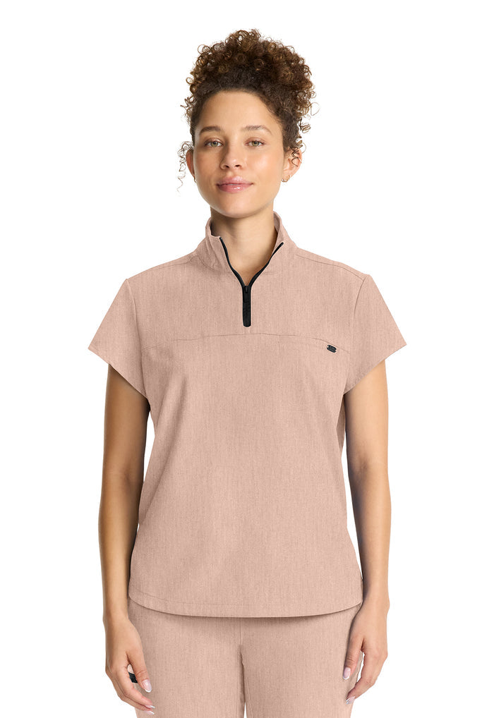 Healing Hands Quest Bella Partial Zip Stand Collar Tuck In Scrub Top