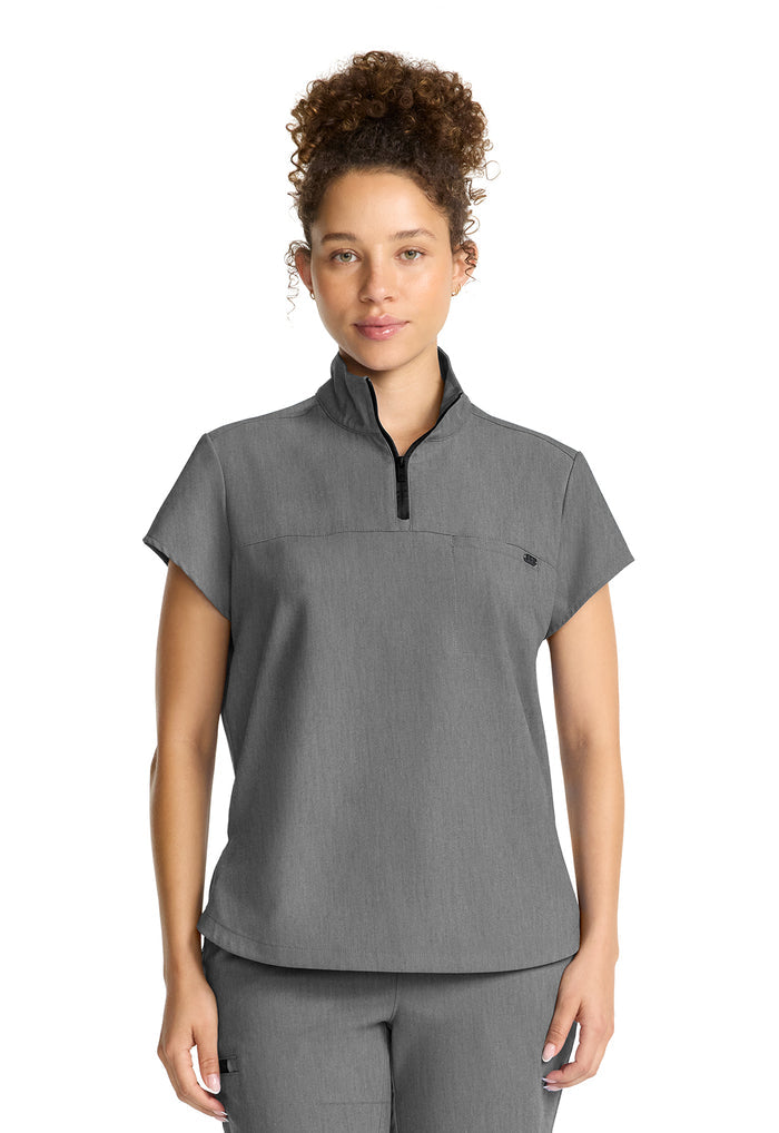 Healing Hands Quest Bella Partial Zip Stand Collar Tuck In Scrub Top