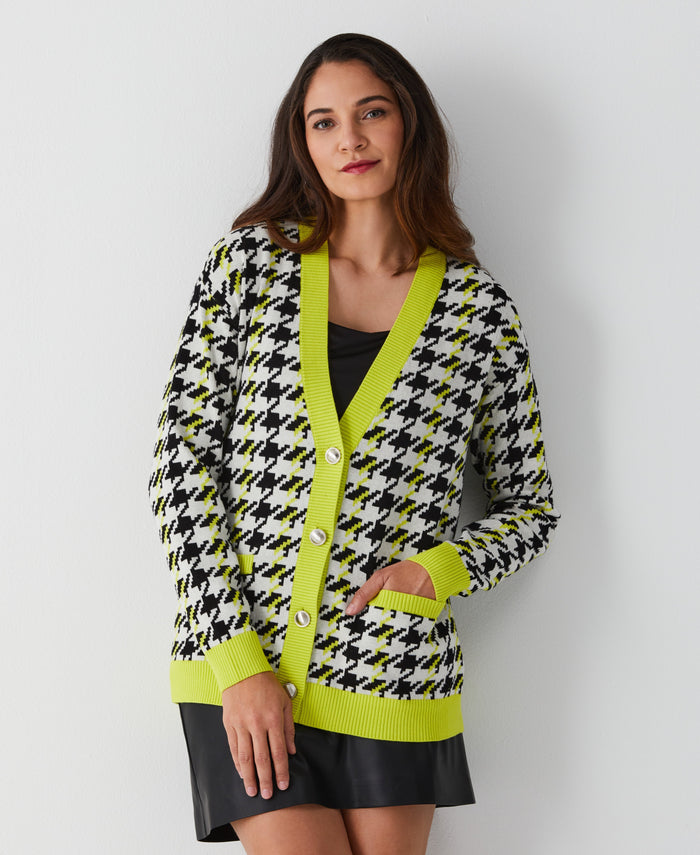 Houndstooth Relaxed Cardigan (Sulphur Spring)
