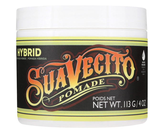 Suavecito Pomade jar with black label on a white background