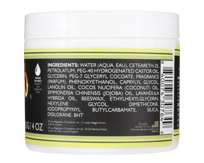 Back label of a Suavecito jar with ingredients list on a white background