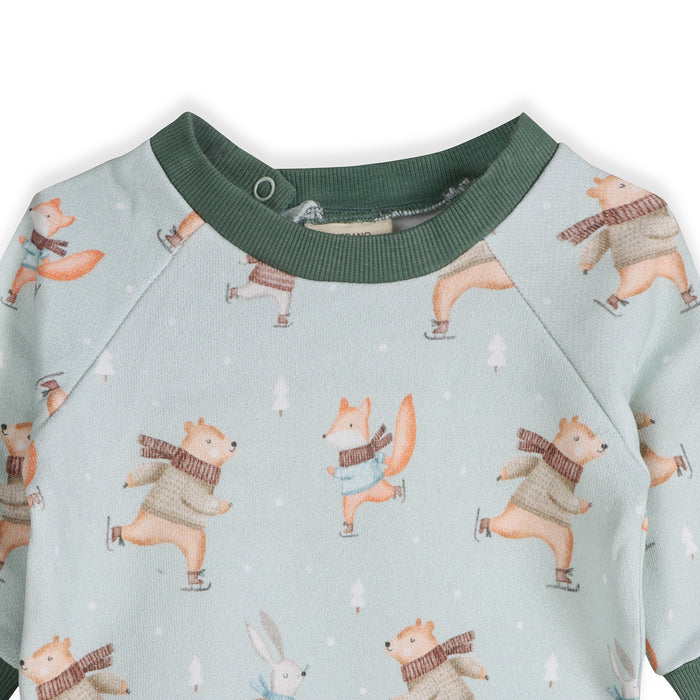 Ice Skaters Bear Baby Sweatshirt & Pants Set (Organic Cotton Fleece)