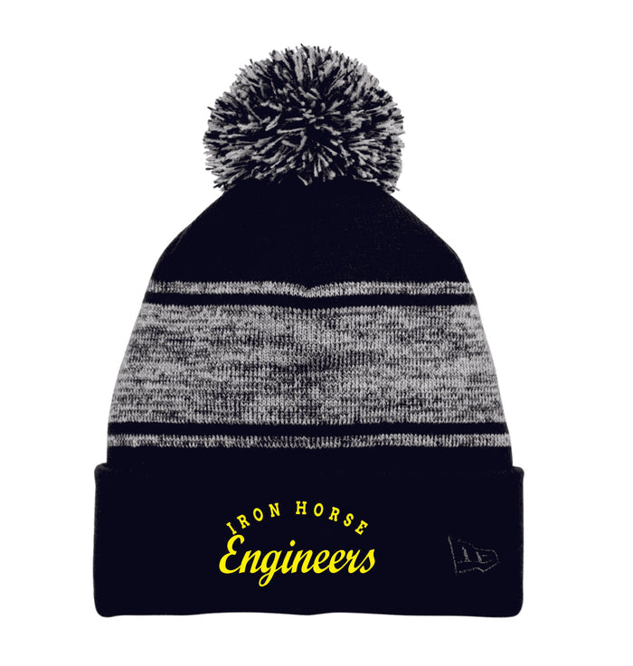 Iron Horse STAFF Stripe Pom Pom Beanie- Embroidered