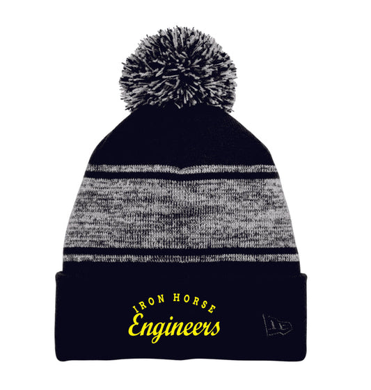 Iron Horse STAFF Stripe Pom Pom Beanie- Embroidered