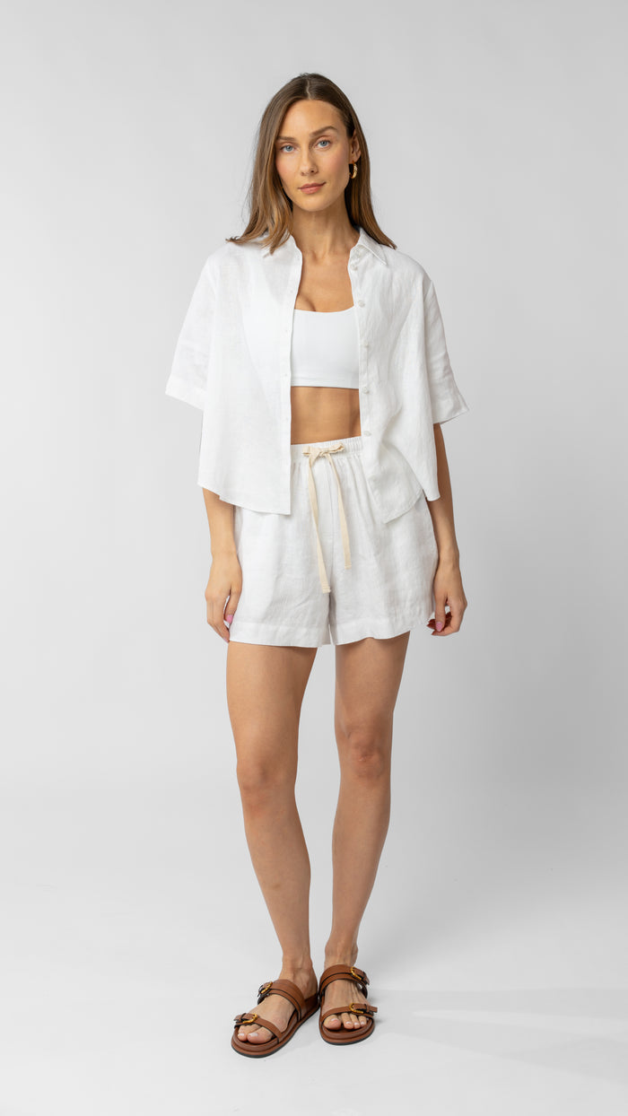 Isla Short Sleeve Button Up Shirt - Linen