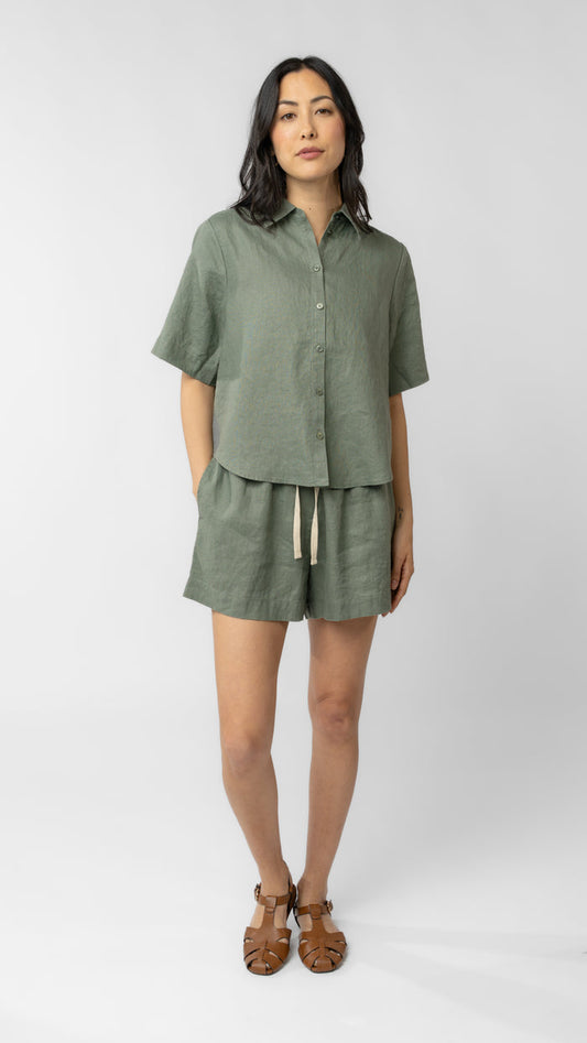 Isla Short Sleeve Button Up Shirt - Linen