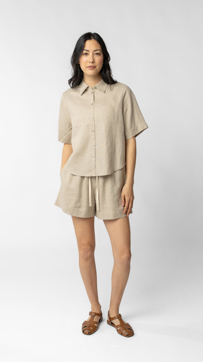 Isla Short Sleeve Button Up Shirt - Linen