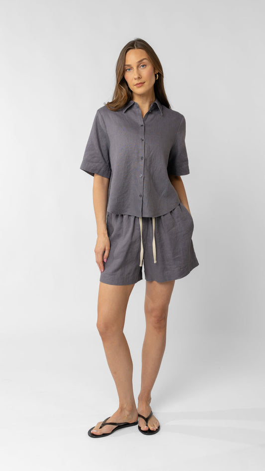 Isla Short Sleeve Button Up Shirt - Linen