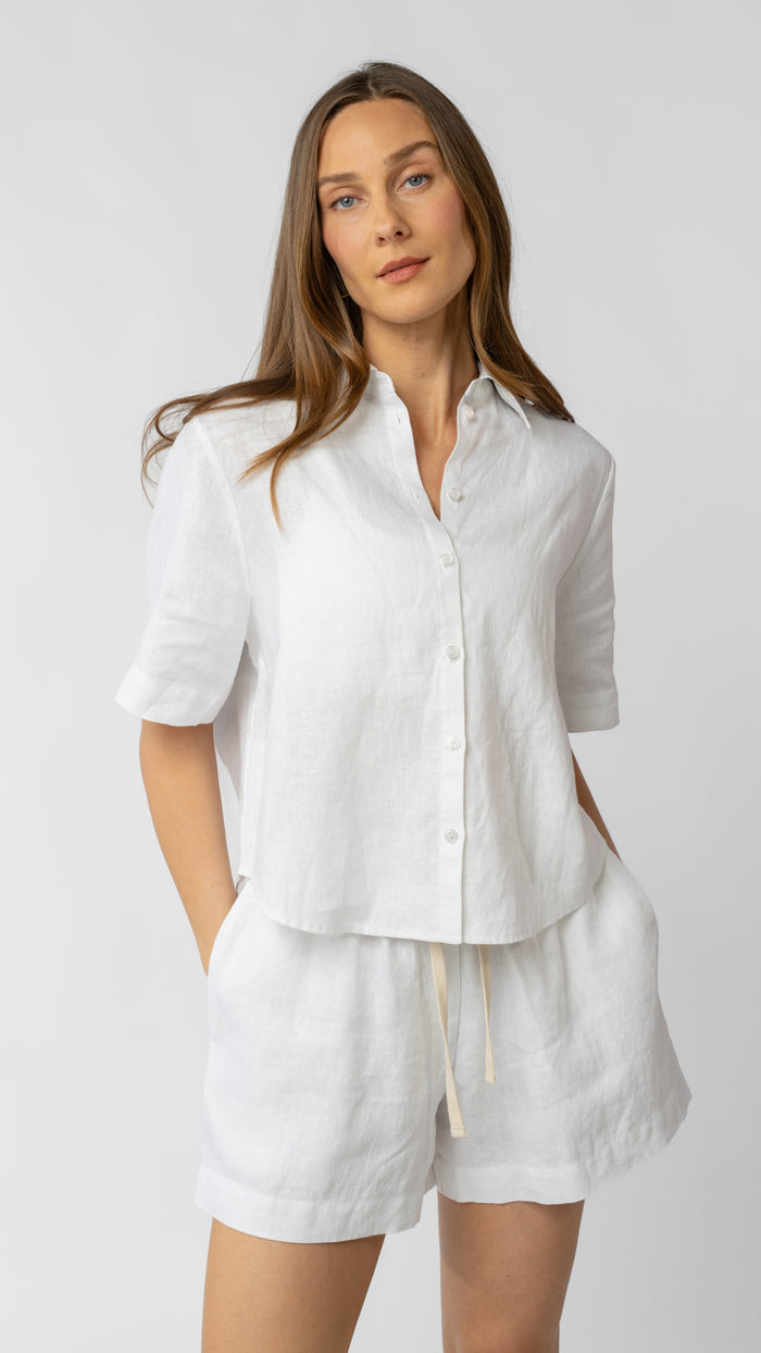 Isla Short Sleeve Button Up Shirt - Linen