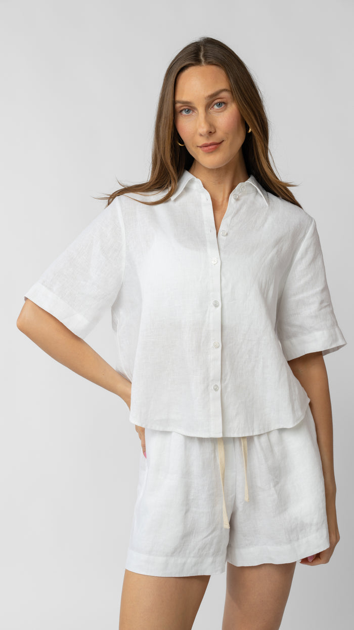Isla Short Sleeve Button Up Shirt - Linen