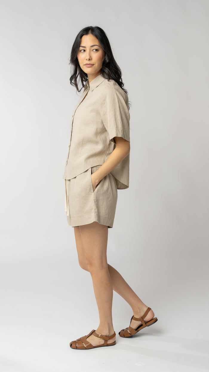 Isla Short Sleeve Button Up Shirt - Linen