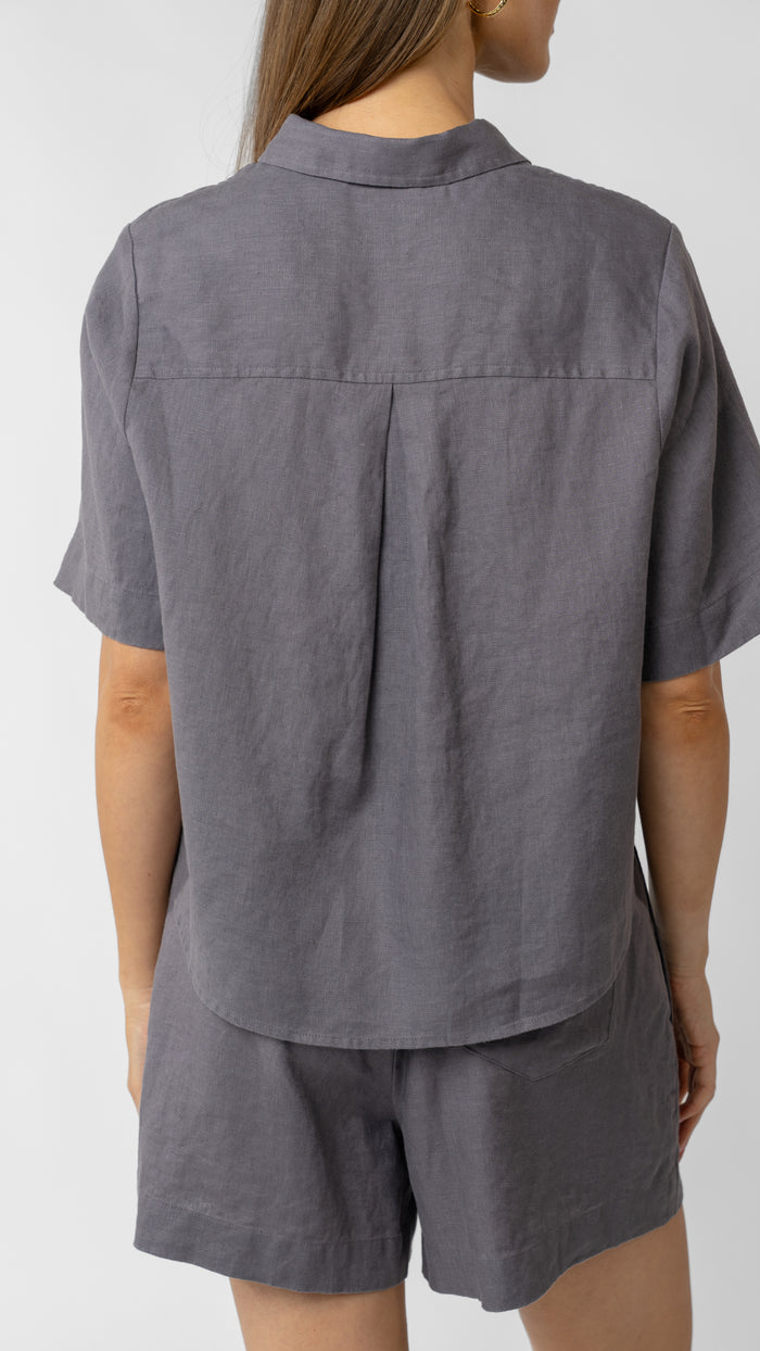 Isla Short Sleeve Button Up Shirt - Linen