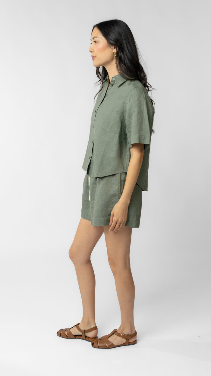 Isla Short Sleeve Button Up Shirt - Linen
