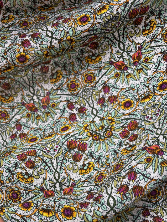 floral fabric with cream background