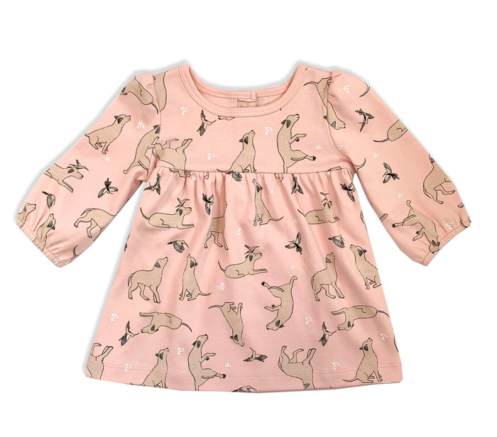 Kai Dog & Hummingbird Baby Flare Dress & Bloomer Set (Organic Cotton)