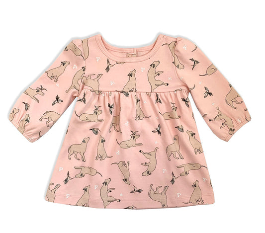 Kai Dog & Hummingbird Baby Flare Dress & Bloomer Set (Organic Cotton)