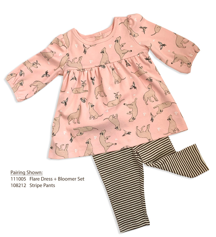 Kai Dog & Hummingbird Baby Flare Dress & Bloomer Set (Organic Cotton)
