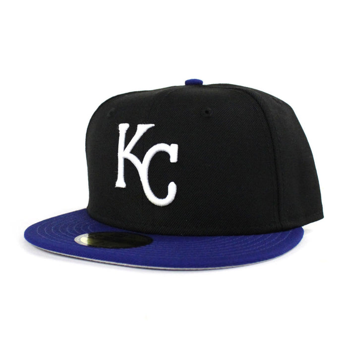 Kansas City Royals New Era 59Fifty Fitted Hats (RETRO TEAM COLORS GRAY UNDER BRIM)