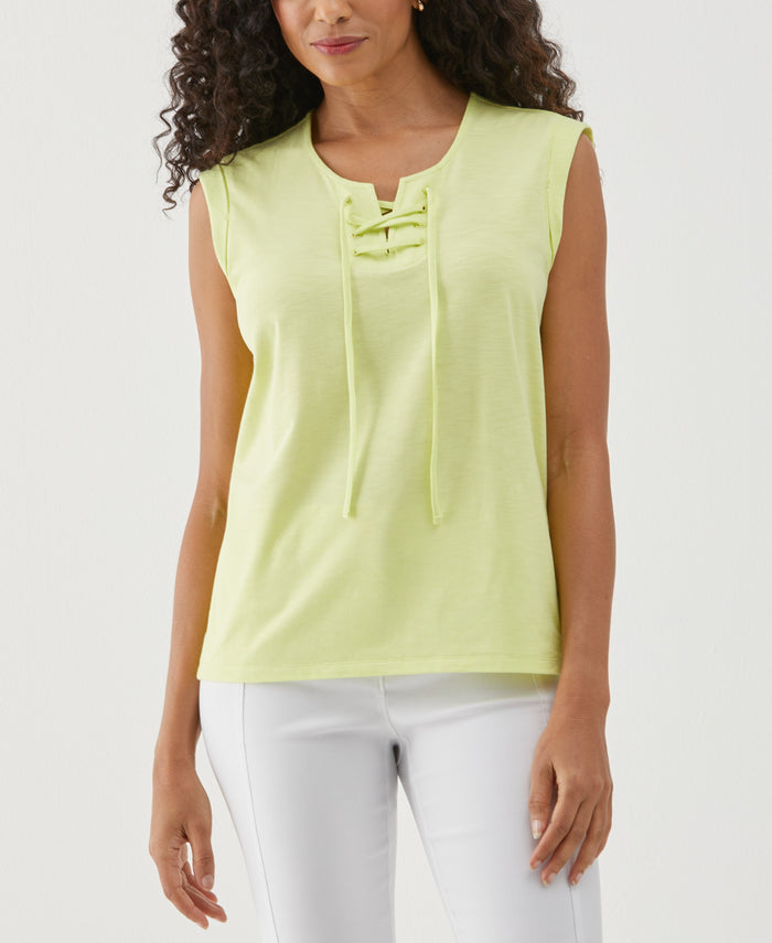 Lace-Up Tank Top (Sunny Lime)