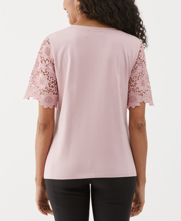 Lace Yoke Knit Top (Zephyr)