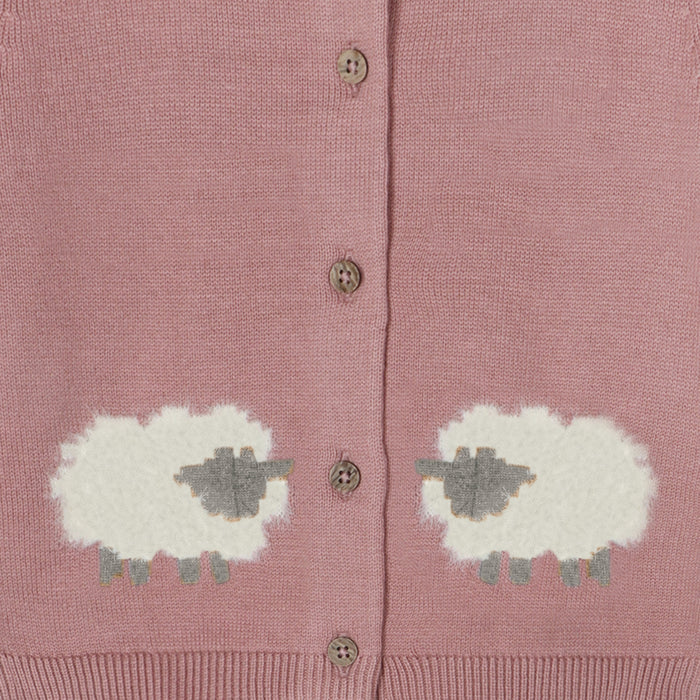 Lamb Jacquard Knit Baby Cardigan Sweater (Organic Cotton)