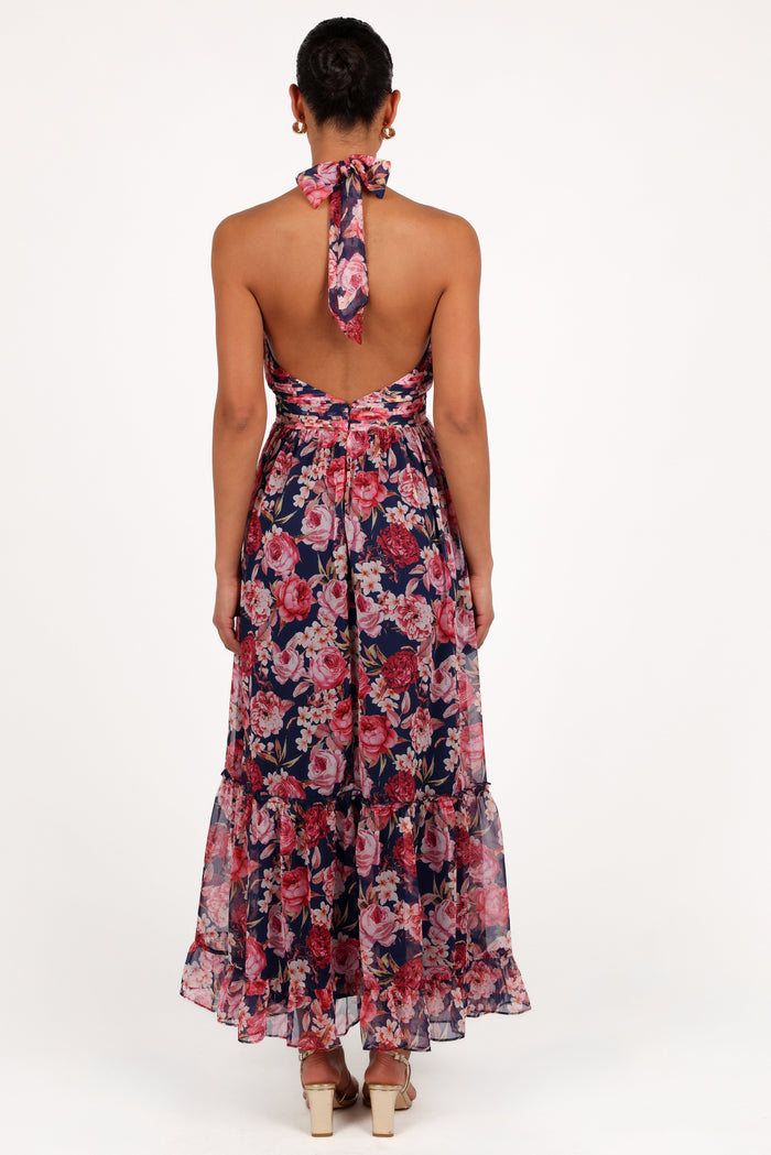 Petal and Pup USA DRESSES Lennon Halterneck Maxi Dress - Navy Floral (Hold for Rack)