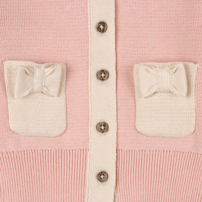 Lily Bow Pockets Sweater Knit Baby Cardigan - Detail