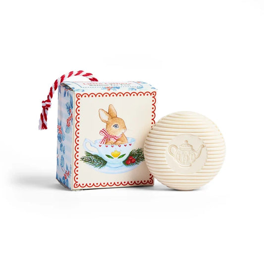 Kalastyle Soap Co. Little Lathers Tea Time soap with floral design, creamy texture, and tea-inspired scent in a decorative soap bar
