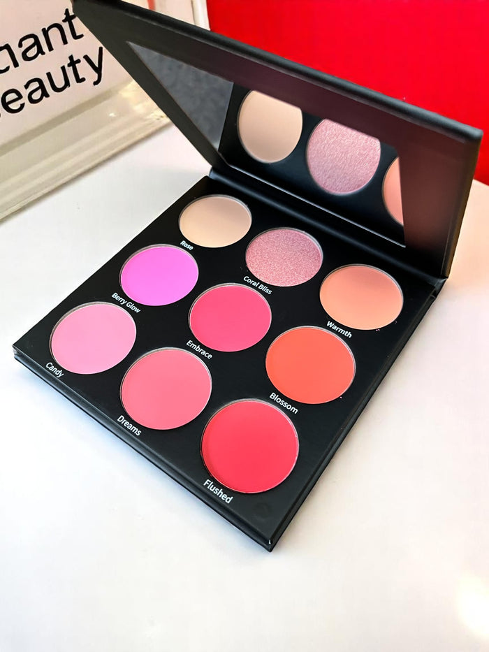 Luxury Blush Palette – 9 Radiant Shades with Mirror | Reiland Beauty - Reiland Beauty Products, LLC