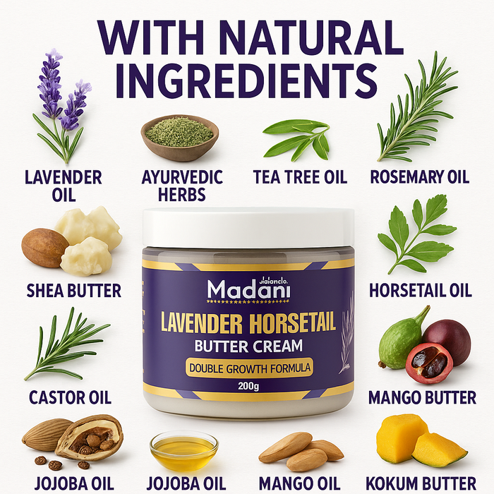 Madani Naturals Lavender Horsetail Butter Cream – Double Growth Formula (200g)