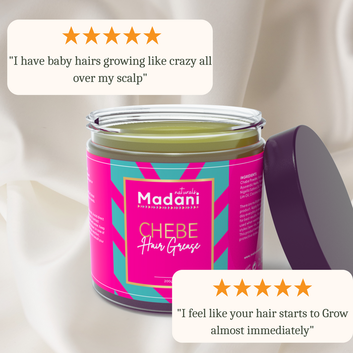Madani Naturals Super Hair Growth Combo - 1 Chebe Grease & 1 Scalp Stimulator Hair Growth Oil 2oz