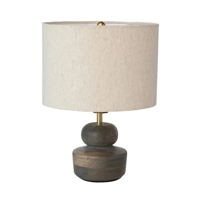 Mango Wood Table Lamp with Cotton Shade