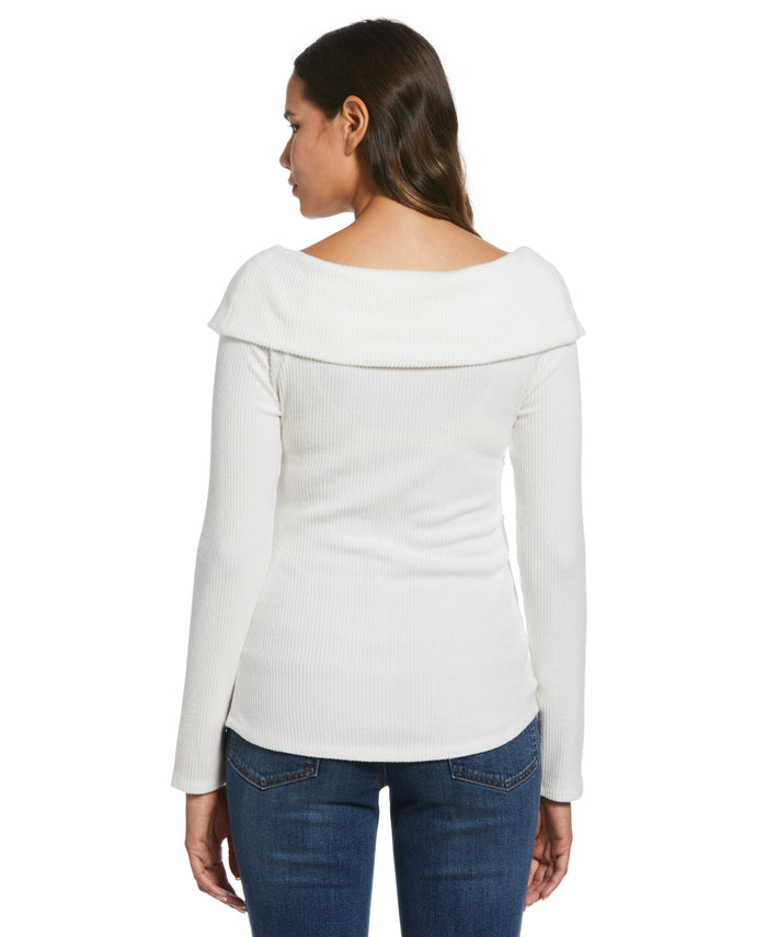 Marilyn Ribbed Crossover Top (Snow White)