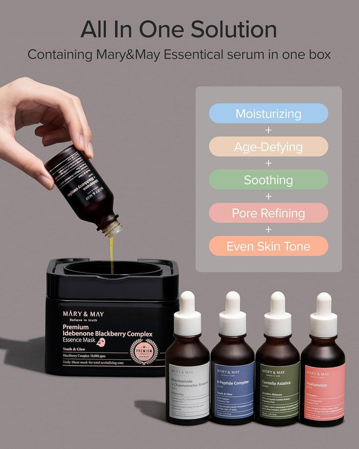 Mary&May Premium Idebenone Blackberry Complex Essence Mask 20 sheets