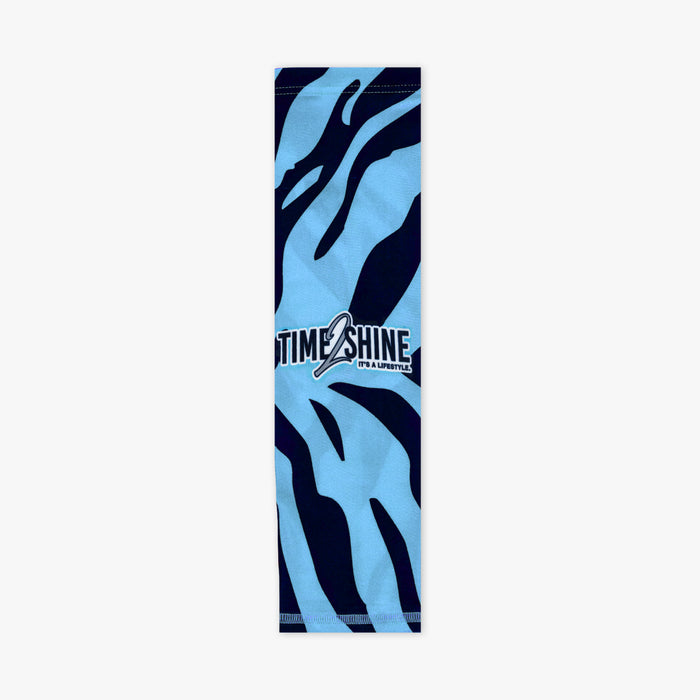 Blue and black zebra-striped product with 'Time to Shine' branding on a white background