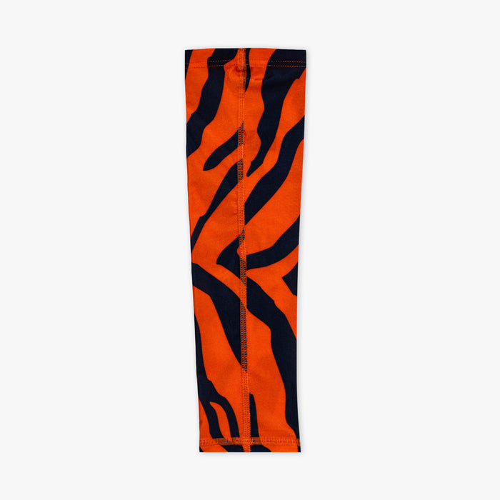 Orange and black zebra-striped sleeveless top on a white background
