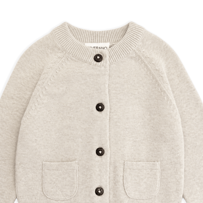 Organic Cotton Milan Earthy Baby Button Cardigan Sweater Knit, Detail