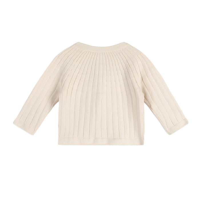 Milan Knit Baby Girl Rib Cardigan Sweater (Organic Cotton) - 2 Colors